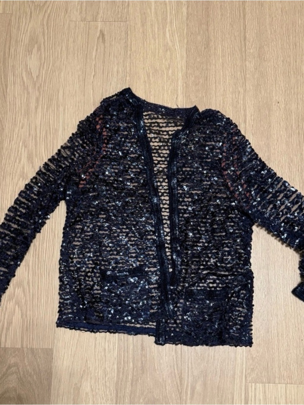 Vintage Navy Sequined Open Weaved Ann Jordan Jacket